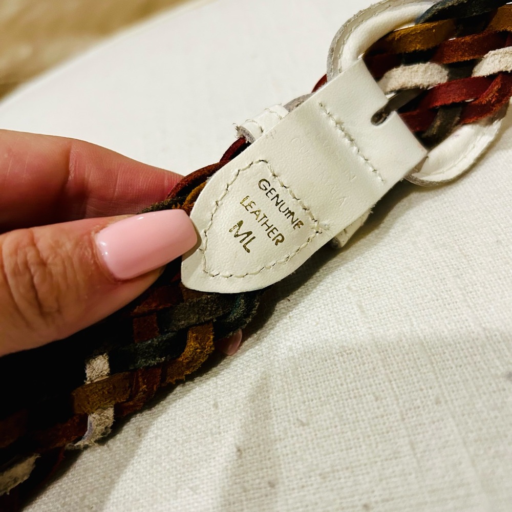 90s Y2K leather rainbow braided belt - Picture 6 of 7